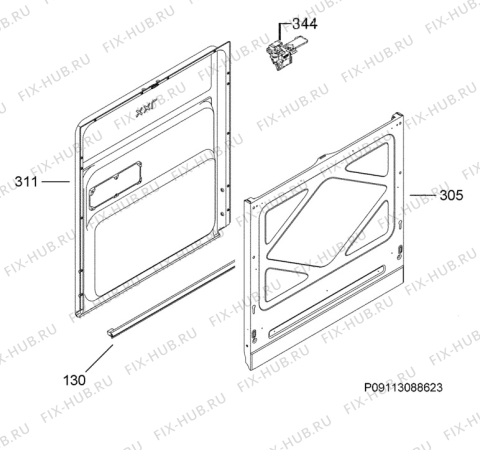 Взрыв-схема посудомоечной машины Zanussi ZDT250 - Схема узла Door 003